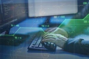 cyber hacker using a computer to get info