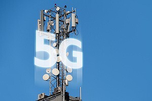 5G network transmitters on the roof. Speculation surrounding 5G networks open up new cybersecurity risks