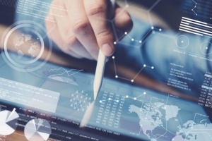 Business intelligence showing data trends