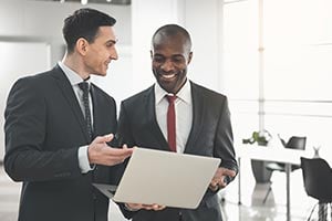 Two employees talking to each other
