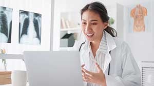 Doctor in a telehealth appointment