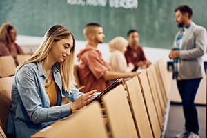 Higher education students in classroom