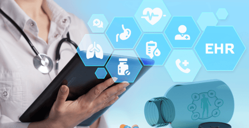 senior living blog on a tablet with its applications projecting outward