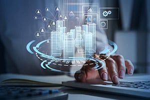 Technologically advanced smart city concept