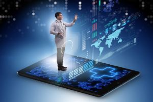 Telehealth concept with doctor doing remote or virtual check-up