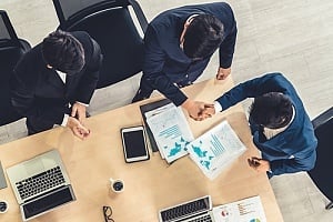 businessman closing a deal in an office