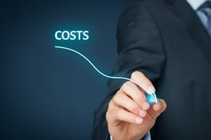 businessman draw simple graph with descending curve