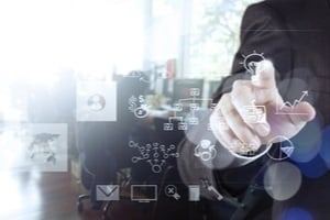 businessman hand drawing creative business strategy