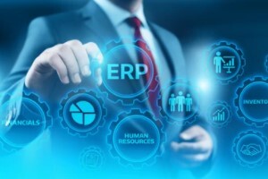 businessman with erp concept