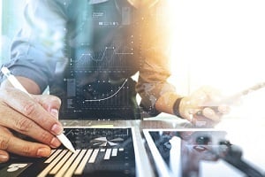 businessman it strategy planning on a tablet