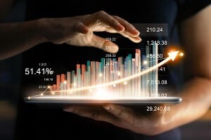 data scientist using their mobile app to review strategy