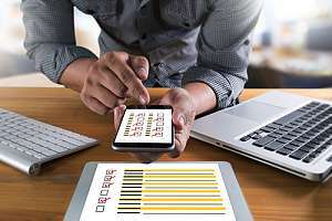 Employee running digital evaluation test 