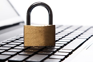 Lock sitting on laptop keyboard