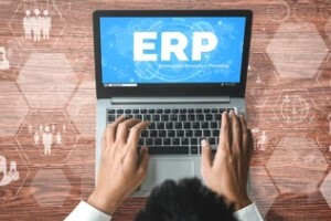 erp written on laptop screen