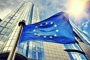 eu flag in front of a business that uses gdpr for data governance