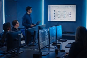 executive going over cybersecurity awareness