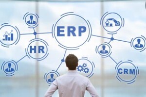 man looking at erp model